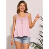 imageAllegra K Casual Sleeveless Top for Womens Square Neck Panel Lace Ruffles Tank TopsPink