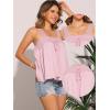 imageAllegra K Casual Sleeveless Top for Womens Square Neck Panel Lace Ruffles Tank TopsPink