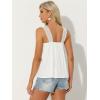 imageAllegra K Casual Sleeveless Top for Womens Square Neck Panel Lace Ruffles Tank TopsWhite