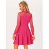 imageAllegra K Cocktail Party Dress for Womens Sheer Mesh Panel Long Sleeve Mini ALine DressesHot Pink