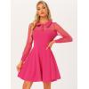 imageAllegra K Cocktail Party Dress for Womens Sheer Mesh Panel Long Sleeve Mini ALine DressesHot Pink