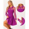 imageAllegra K Cocktail Party Dress for Womens Sheer Mesh Panel Long Sleeve Mini ALine DressesPurple