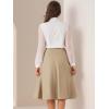 imageAllegra K Midi Skirt for Women Side Zipper High Waist Elegant Flared Flowy A Line Work SkirtsKhaki