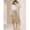 imageAllegra K Midi Skirt for Women Side Zipper High Waist Elegant Flared Flowy A Line Work SkirtsKhaki
