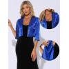 imageAllegra K Satin Cardigan for Womens Open Front Elegant Formal 34 Sleeve Bolero Shrug JacketBlue