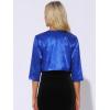 imageAllegra K Satin Cardigan for Womens Open Front Elegant Formal 34 Sleeve Bolero Shrug JacketBlue