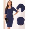 imageAllegra K Vintage Sheath Dress for Womens Flat Collar Bodycon 1950s Business Office Pencil DressesDark Blue