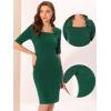 imageAllegra K Vintage Sheath Dress for Womens Flat Collar Bodycon 1950s Business Office Pencil DressesGreen
