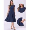 imageAllegra K Wear to Work Office Dress for Womens 2025 Cap Sleeve with Pockets ALine DressNavy Blue