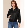 imageAllegra K Womens Casual Bomber Jacket Satin Zip Up Lightweight Hooded Windbreaker OuterwearBlack