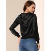imageAllegra K Womens Casual Bomber Jacket Satin Zip Up Lightweight Hooded Windbreaker OuterwearBlack