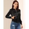 imageAllegra K Womens Casual Bomber Jacket Satin Zip Up Lightweight Hooded Windbreaker OuterwearBlack