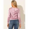 imageAllegra K Womens Casual Bomber Jacket Satin Zip Up Lightweight Hooded Windbreaker OuterwearDirty Pink