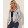 imageAllegra K Womens Casual Bomber Jacket Satin Zip Up Lightweight Hooded Windbreaker OuterwearGrey