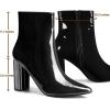 imageAllegra K Womens Chunky Heel Pointed Toe Zipper Ankle BootsBlack