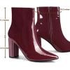 imageAllegra K Womens Chunky Heel Pointed Toe Zipper Ankle BootsBurgundy