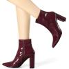 imageAllegra K Womens Chunky Heel Pointed Toe Zipper Ankle BootsBurgundy