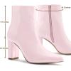 imageAllegra K Womens Chunky Heel Pointed Toe Zipper Ankle BootsPink