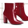 imageAllegra K Womens Chunky Heel Pointed Toe Zipper Ankle BootsRed
