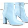 imageAllegra K Womens Chunky Heel Pointed Toe Zipper Ankle BootsSky Blue