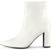 imageAllegra K Womens Chunky Heel Pointed Toe Zipper Ankle BootsWhite