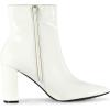 imageAllegra K Womens Chunky Heel Pointed Toe Zipper Ankle BootsWhite
