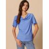 imageAllegra K Womens Cowl Neck Top Short Sleeve Casual Stretchy Blouse ShirtsBlue