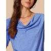imageAllegra K Womens Cowl Neck Top Short Sleeve Casual Stretchy Blouse ShirtsBlue