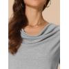 imageAllegra K Womens Cowl Neck Top Short Sleeve Casual Stretchy Blouse ShirtsGrey