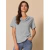 imageAllegra K Womens Cowl Neck Top Short Sleeve Casual Stretchy Blouse ShirtsGrey