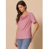 imageAllegra K Womens Cowl Neck Top Short Sleeve Casual Stretchy Blouse ShirtsRed