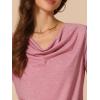 imageAllegra K Womens Cowl Neck Top Short Sleeve Casual Stretchy Blouse ShirtsRed