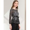 imageAllegra K Womens Elegant Tie Waist Long Sleeve Top Lace Peplum BlousesBlack