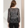imageAllegra K Womens Elegant Tie Waist Long Sleeve Top Lace Peplum BlousesBlack