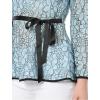 imageAllegra K Womens Elegant Tie Waist Long Sleeve Top Lace Peplum BlousesBlue