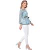 imageAllegra K Womens Elegant Tie Waist Long Sleeve Top Lace Peplum BlousesBlue