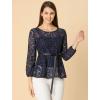 imageAllegra K Womens Elegant Tie Waist Long Sleeve Top Lace Peplum BlousesDark Blue
