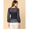 imageAllegra K Womens Elegant Tie Waist Long Sleeve Top Lace Peplum BlousesDark Blue
