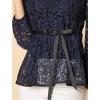 imageAllegra K Womens Elegant Tie Waist Long Sleeve Top Lace Peplum BlousesDark Blue
