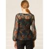 imageAllegra K Womens Elegant Tie Waist Long Sleeve Top Lace Peplum BlousesGreen