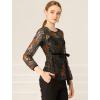 imageAllegra K Womens Elegant Tie Waist Long Sleeve Top Lace Peplum BlousesGreen