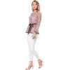 imageAllegra K Womens Elegant Tie Waist Long Sleeve Top Lace Peplum BlousesPink