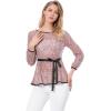 imageAllegra K Womens Elegant Tie Waist Long Sleeve Top Lace Peplum BlousesPink