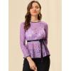 imageAllegra K Womens Elegant Tie Waist Long Sleeve Top Lace Peplum BlousesPurple1