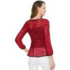 imageAllegra K Womens Elegant Tie Waist Long Sleeve Top Lace Peplum BlousesRed