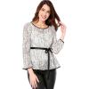imageAllegra K Womens Elegant Tie Waist Long Sleeve Top Lace Peplum BlousesWhite