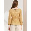 imageAllegra K Womens Elegant Tie Waist Long Sleeve Top Lace Peplum BlousesYellow