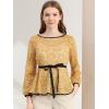 imageAllegra K Womens Elegant Tie Waist Long Sleeve Top Lace Peplum BlousesYellow