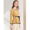 imageAllegra K Womens Elegant Tie Waist Long Sleeve Top Lace Peplum BlousesYellow