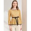 imageAllegra K Womens Elegant Tie Waist Long Sleeve Top Lace Peplum BlousesYellow